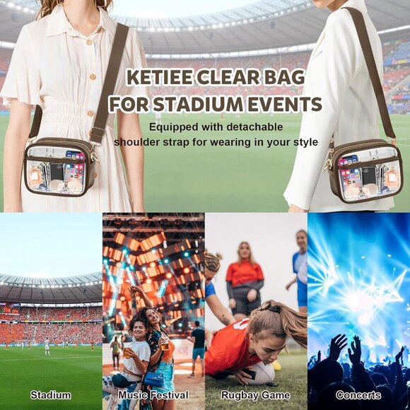 Clear Crossbody Bag, Stadium Approved Clear Purse Bag for Concerts Sports Events - Picture 3 of 9